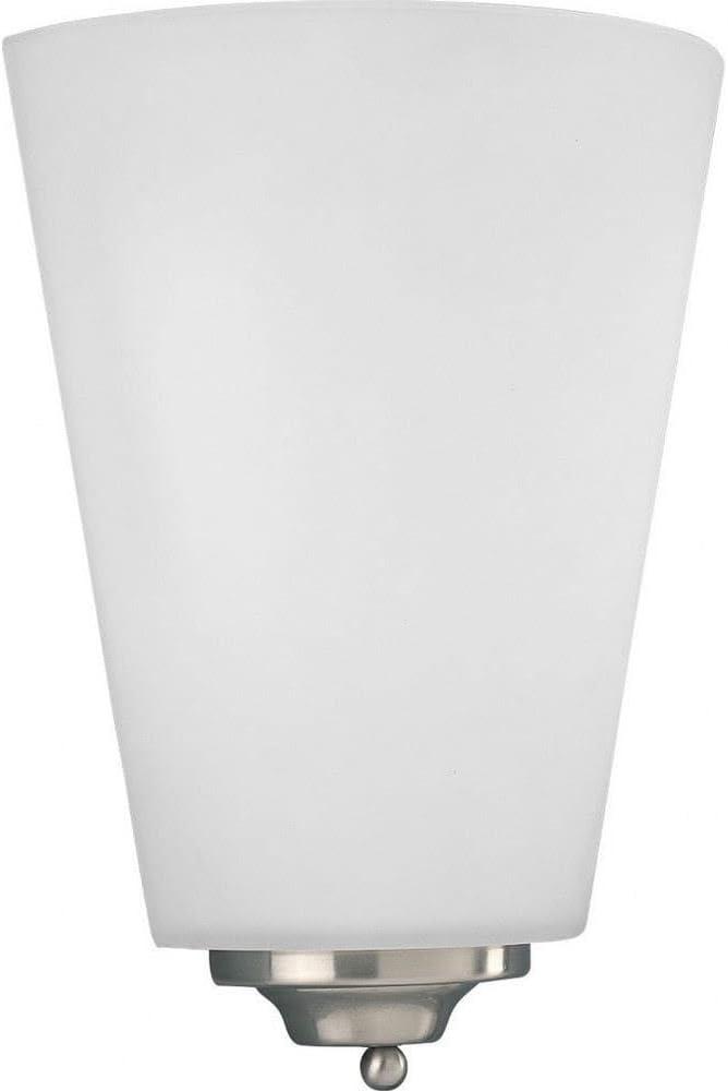 Progress Lighting, Contemporary Collection, 1-Light LED Wall Sconce, Brushed Nickel, White Acrylic Shade, Material: Steel