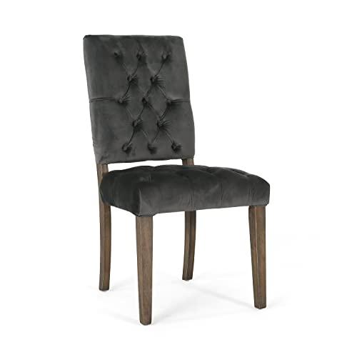 Set of 2 Saltillo New Velvet Dining Chair Charcoal - Christopher Knight Home: Upholstered, Button Tufted