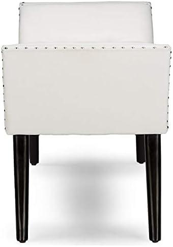 Tamblin Modern And Contemporary Faux Leather Upholstered Large Ottoman Seating Bench - White - Baxton Studio