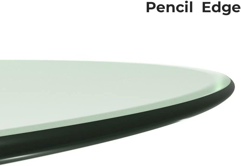 Fab Glass and Mirror Round 0.37 in. Thick Pencil Polish Tempered Glass Table Top