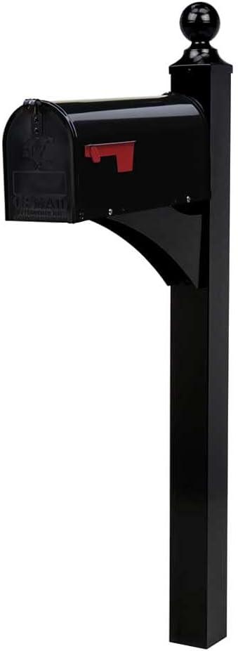 Architectural Mailboxes Landover Mailbox and Address Posts Black: Aluminum Stand, No Assembly Required, 56.3" Height