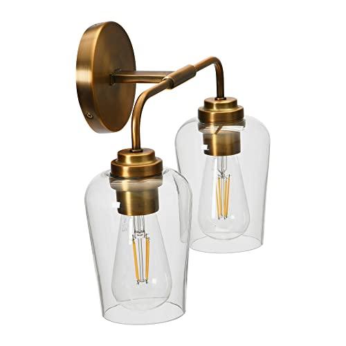 Holden Vintage Snifter Glass Dual Light Vanity Sconce in Brushed Bronze