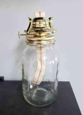 B&P Lamp® #2 Kerosene Lamp Burner For Mason Jars and Fruit Jars to DIY Oil Lamp (Brass)