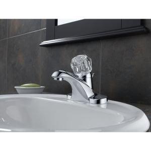 Foundations Centerset Bathroom Faucet with Single Push Tilt Handle