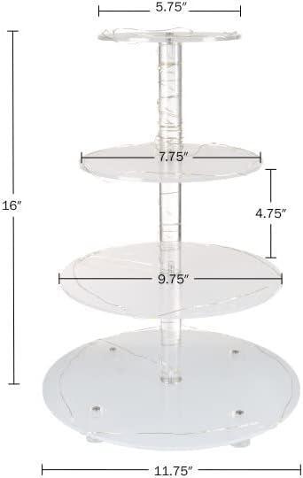 4-Tier Cupcake Stand - Round Acrylic Display Stand with LED Lights for Birthday, Tea Party, or Wedding Dessert Tables by Great Northern Party