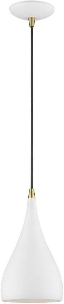 Livex Lighting Amador 1 - Light Pendant in  Textured White/Antique Brass