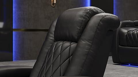 Valencia Tuscany Home Theater Seat - Nappa Leather Power Recliner with Cool Gel Memory Foam, USB-C/USB-A Charging, RGB LED Lights, Adjustable Lumbar & Headrest (Row of 2, Black)
