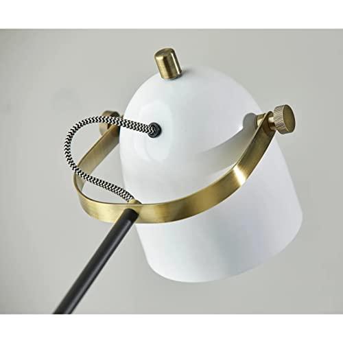 Casey Adjustable Black, White & Antique Brass Desk Lamp