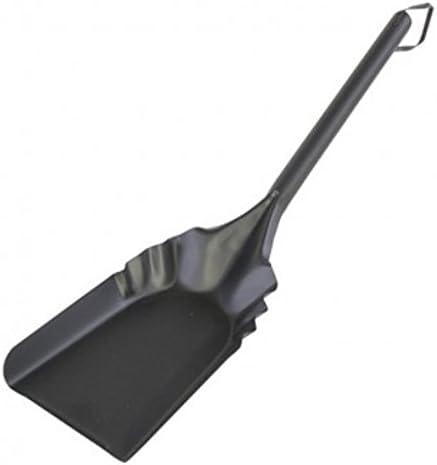 20" Black Heavy Gauge Steel Fireplace Ash Shovel with Leather Strap