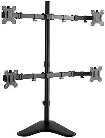 Quadruple Monitor Mount Freestanding Monitor Arm with 4 Adjustable VESA Mounts Black Stand Steady