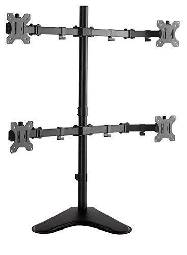 Quadruple Monitor Mount Freestanding Monitor Arm with 4 Adjustable VESA Mounts Black Stand Steady