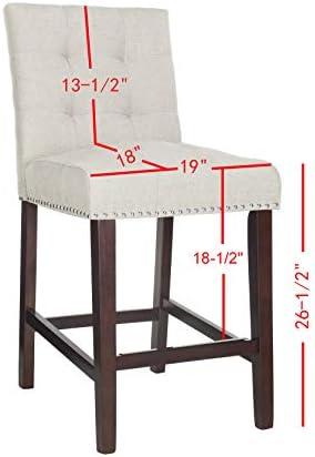 Nikita Counter Stool (Set of 2) - BST6303 - Light Grey/Espresso - Safavieh