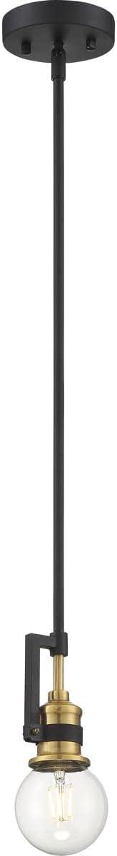 Matte Black and Brass Glass Mini Pendant Light