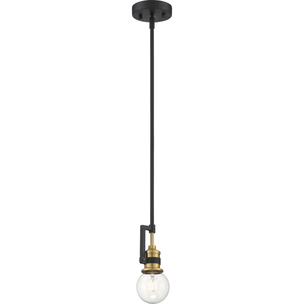 Nuvo Lighting Intention 1-Light Mini Pendant Fixture Warm Brass and Black Finish - N/A