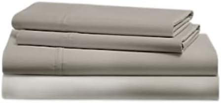 Stone Gray Cotton Sateen Queen Sheet Set