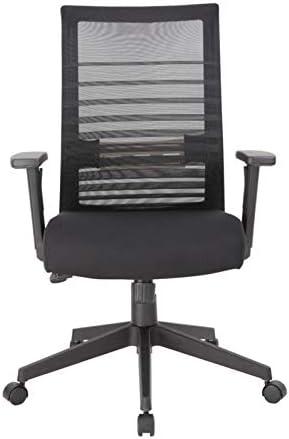 Linear Mesh Task Chair Black - Boss Office Products: Synchro-Tilt, Adjustable Arms, 275lbs Capacity