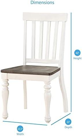 Steve Silver Co. Set of 2 18" Joanna 2 Tone Side Chair Ivory/Charcoal: Hardwood Frame, Slat Back Design, CSA Certified