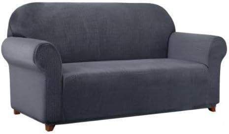 Subrtex Stretch 2-Piece Textured Plaid Sofa Slipcover, Gray