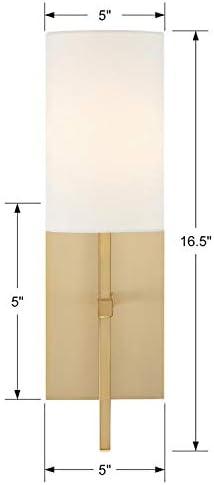 Aged Brass and White Silk 1-Light Wall Sconce