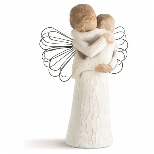 Hand-Painted Cream Resin Angel Figurine with Wire Wings