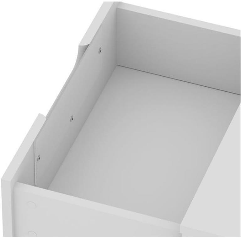 Manhattan Comfort 2.0 Rockefeller Nightstand White - Manhattan Comfort: Modern Bedside Table with Storage, MDF Composite Frame
