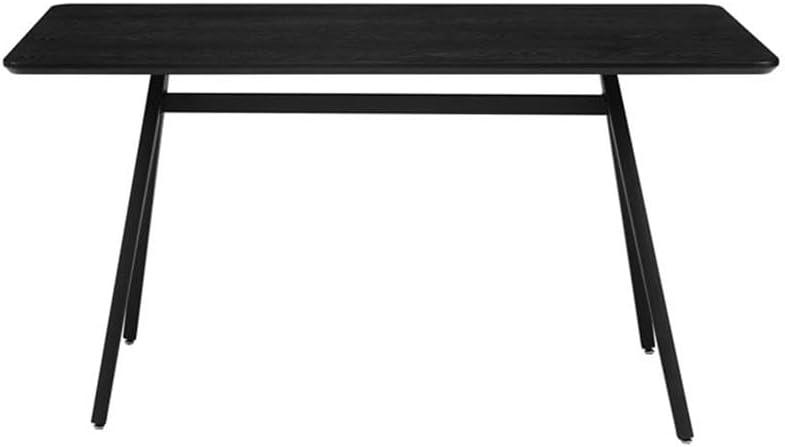 Black Wood and Metal Industrial Dining Table, 60 Inch