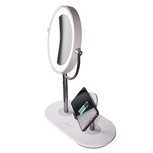ClearSun LED Countertop Makeup Mirror with Wireless Charging