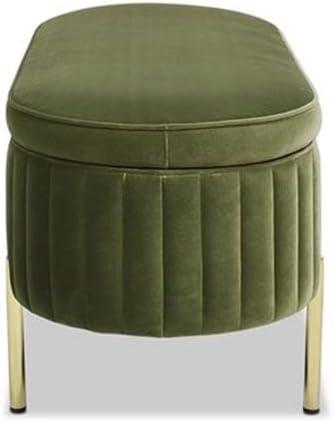 Jennifer Taylor Home Chloe Modern Glam Storage Bench by  Olive Green - Velvet