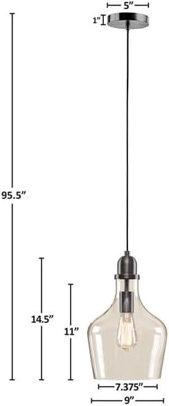 Hampton Hill Auburn 1-Light Transitional Metal and Glass Pendant in Bronze/Clear