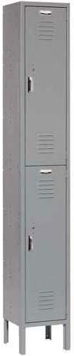 Double Tier Locker, 12x15x36, 2 Door, Unassembled, Gray