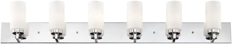 Brushed Nickel 6-Light Steel Vanity with Satin Opal Glass