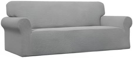 Easy-Going Stretch Jacquard Couch Cover, 1-Piece Soft Sofa Cover, Sofa Slipcover with Anti-Slip Foams, Washable Furniture Protector for Kids, Pets (Sofa, Light Gray1)
