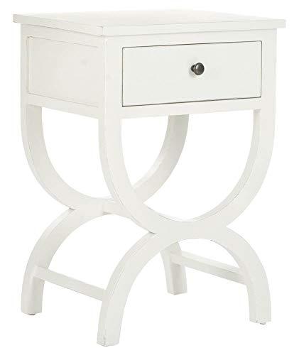 Dalat White Poplar Wood Night Table with Zinc Knob and Storage