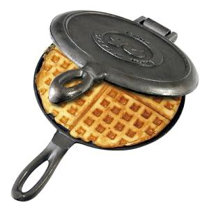 Traditional Round Black Cast Iron Waffle Maker