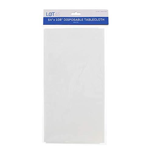 Lot45 White Plastic Tablecloths - 54 x 108 IN Disposable Table Covers, 12pk