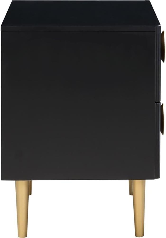Meridian Furniture Zayne Contemporary Metal Nightstand in Rich Black Finish