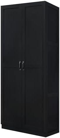 Hopkins Modern 4 Shelf Storage Closet Black - Manhattan Comfort: MDF, European Hinges, 71" High