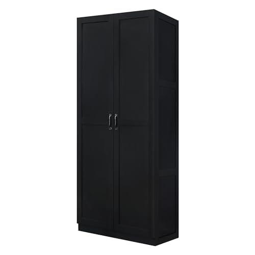 Hopkins Modern 4 Shelf Storage Closet Black - Manhattan Comfort: MDF, European Hinges, 71" High