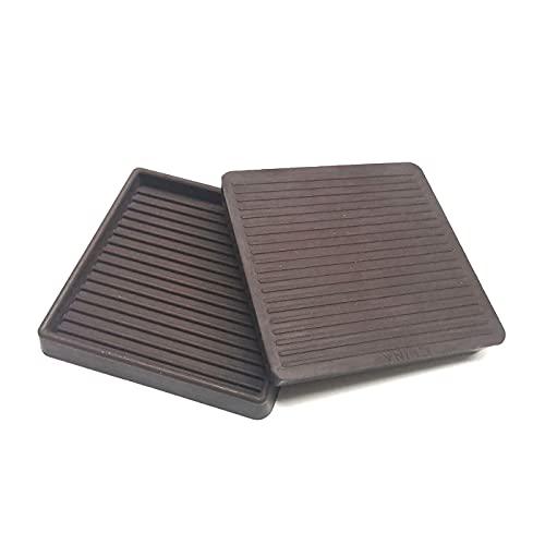 4Pcs Rubber Feet,3x3In Floor Pads for Furniture Legs,Brown Square Rubber Furniture Caster Cups,Ideal Bed Stoppers to Prevent Sliding