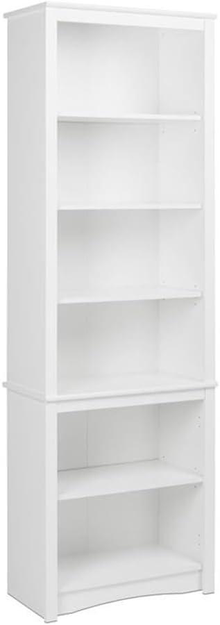 80" Tall Bookshelf White - Prepac: Laminated 6-Shelf Storage, Modern Design