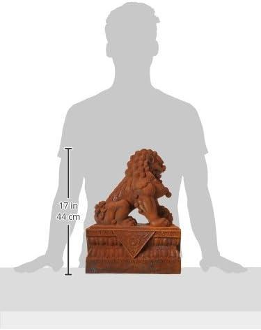 Oriental Furniture 18" Foo Dog Rust Patina Statues, set of 2