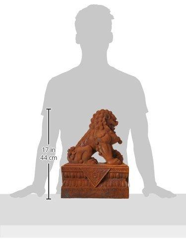 Oriental Furniture 18" Foo Dog Rust Patina Statues, set of 2
