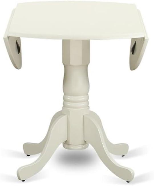 Linen White Round Extendable Wood Dining Table