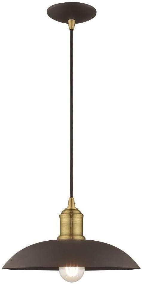 Bronze and Brass Mini Pendant Light with Metal Shade