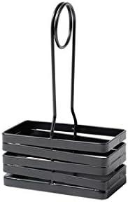 Gray Powder Coated Metal Wire Salt & Pepper Caddy with Handle