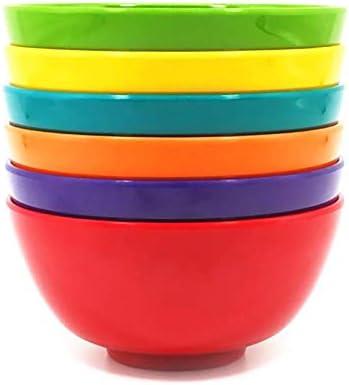 Set of 6 Multicolor Melamine 28oz Salad and Soup Bowls