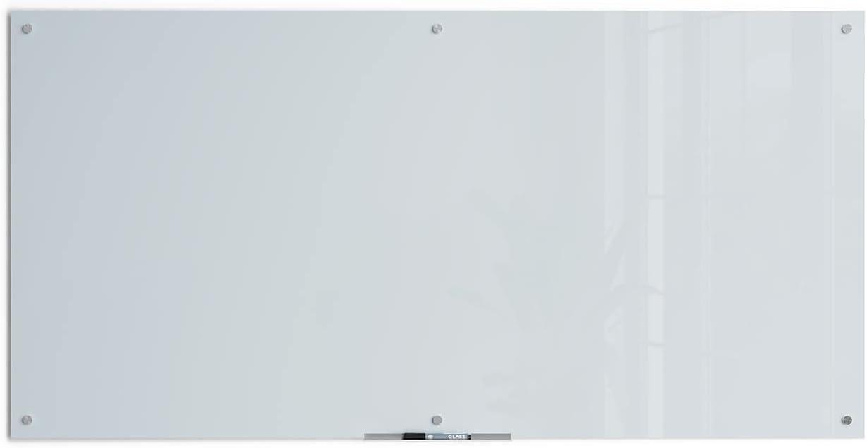 U Brands 70"x35" Frosted Glass Frameless Dry Erase Board White