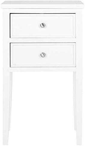 Toby Accent Table with Storage Drawers - White - Safavieh.