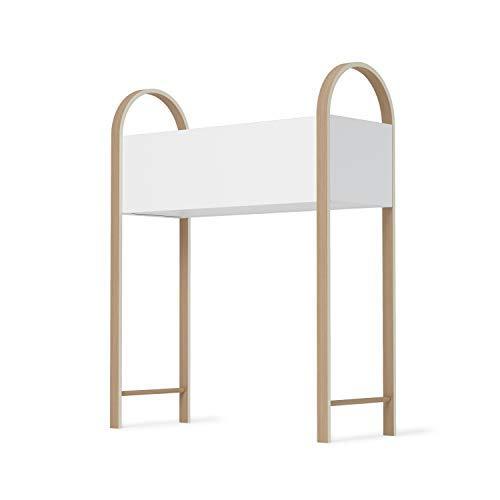 Bellwood Elevated White Metal Planter with Wooden Legs