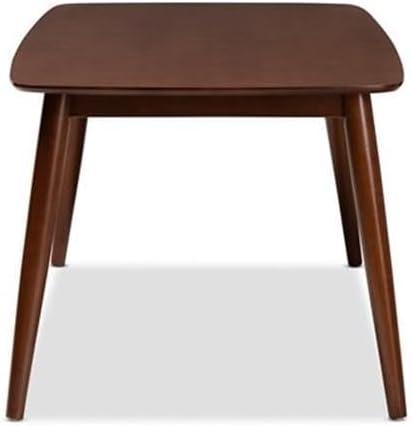 Baxton Studio Edna Wood Dining Table Walnut: Mid-Century Modern, Seats 6, Rubberwood Construction